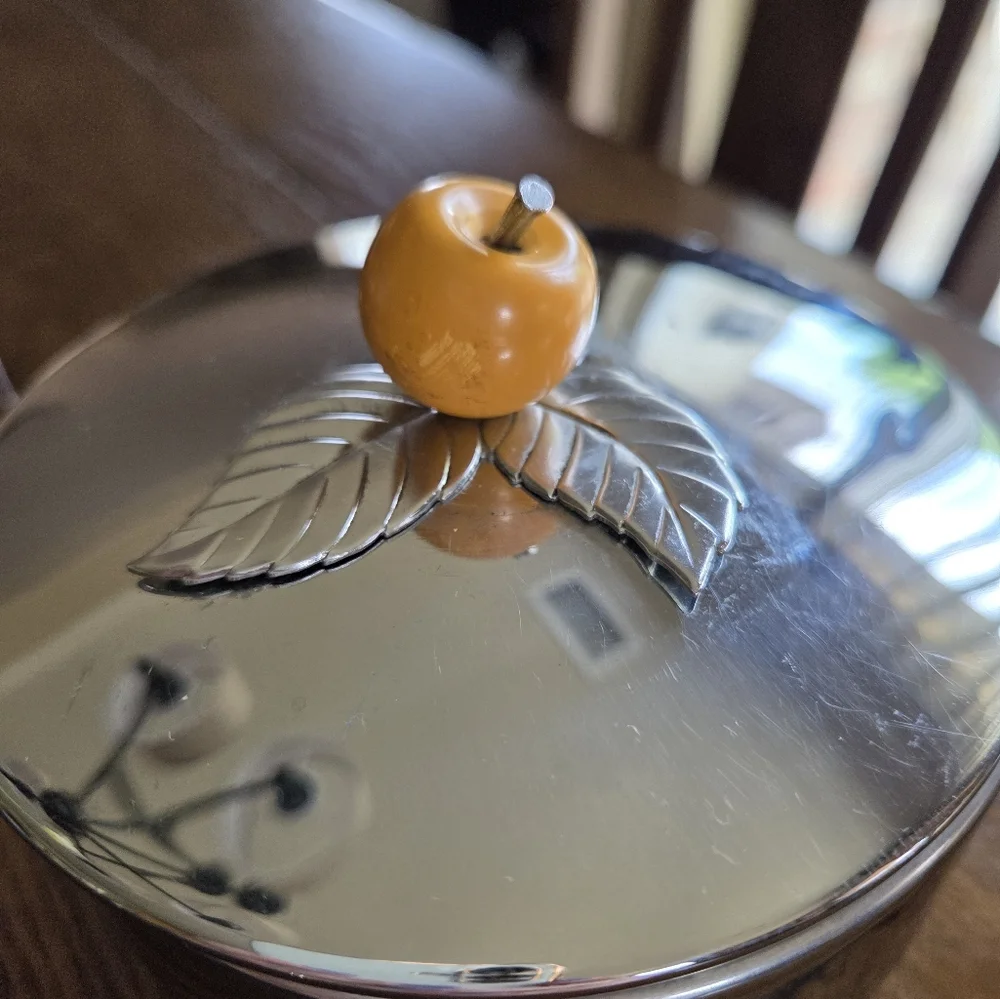 Chase Chrome Art Deco Era Stacking Set With Bakelite Apple Finial